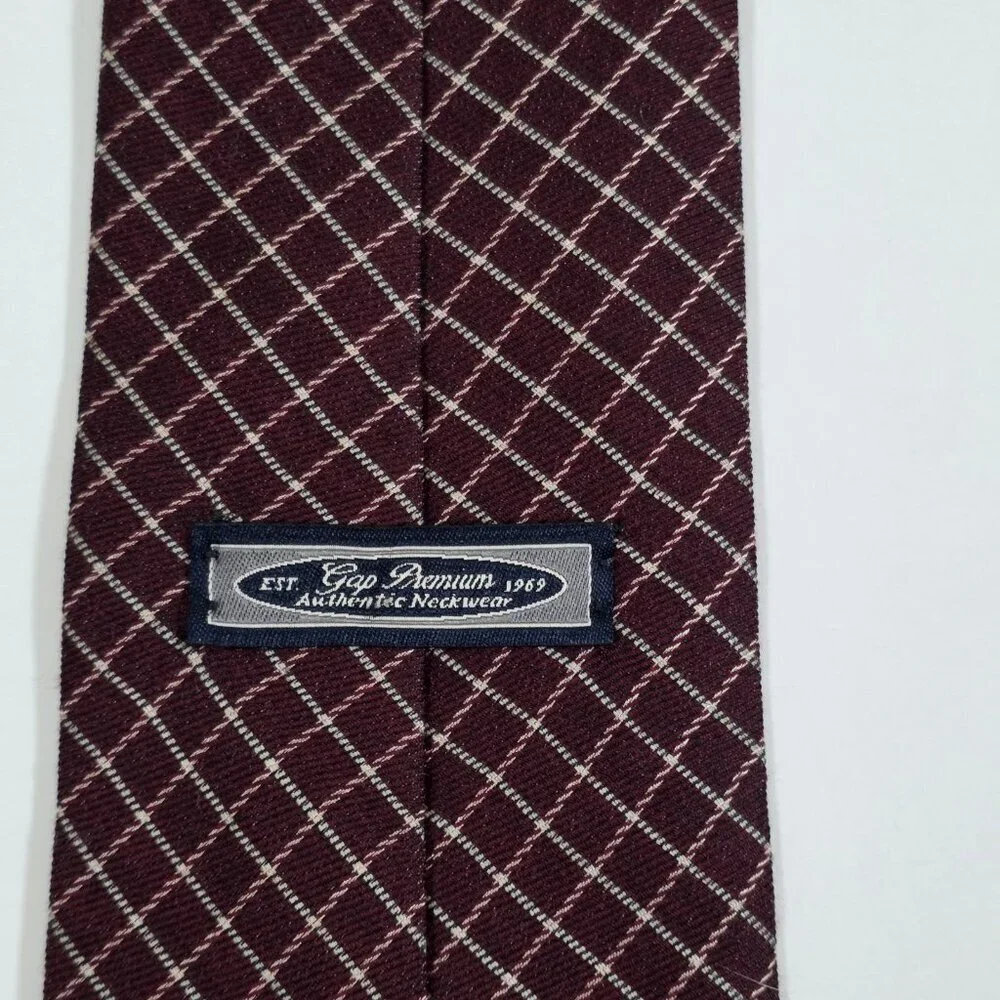 Vtg Gap Wool Silk Tie Brown Beige Geometric Pattern Preppy Office USA W 4